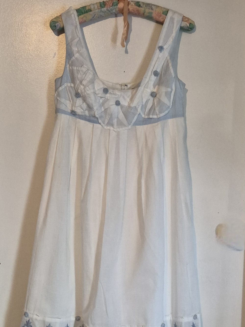 Anthropologies Tabitha Light Blue Label Dress with Embroidered Bird